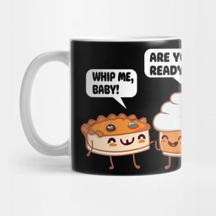 Funny Kawaii Cartoon Pumpkin Pie and Fluffy Whipped Cream Mug